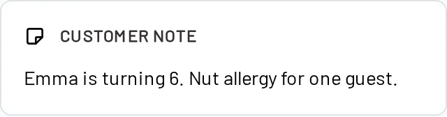 Customer note from a parent about a nut allergy